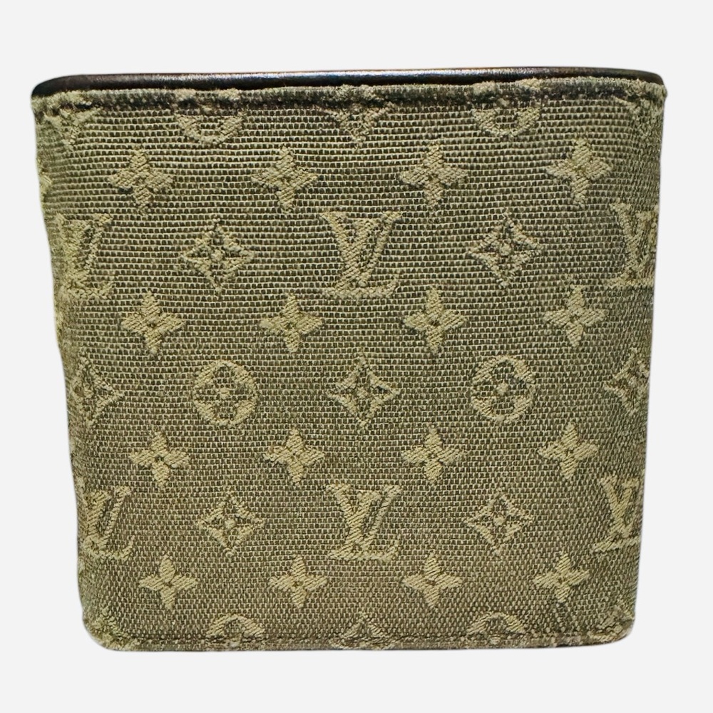 LOUIS VUITTON Mini Lin Compact Wallet Green - Picture 3 of 13